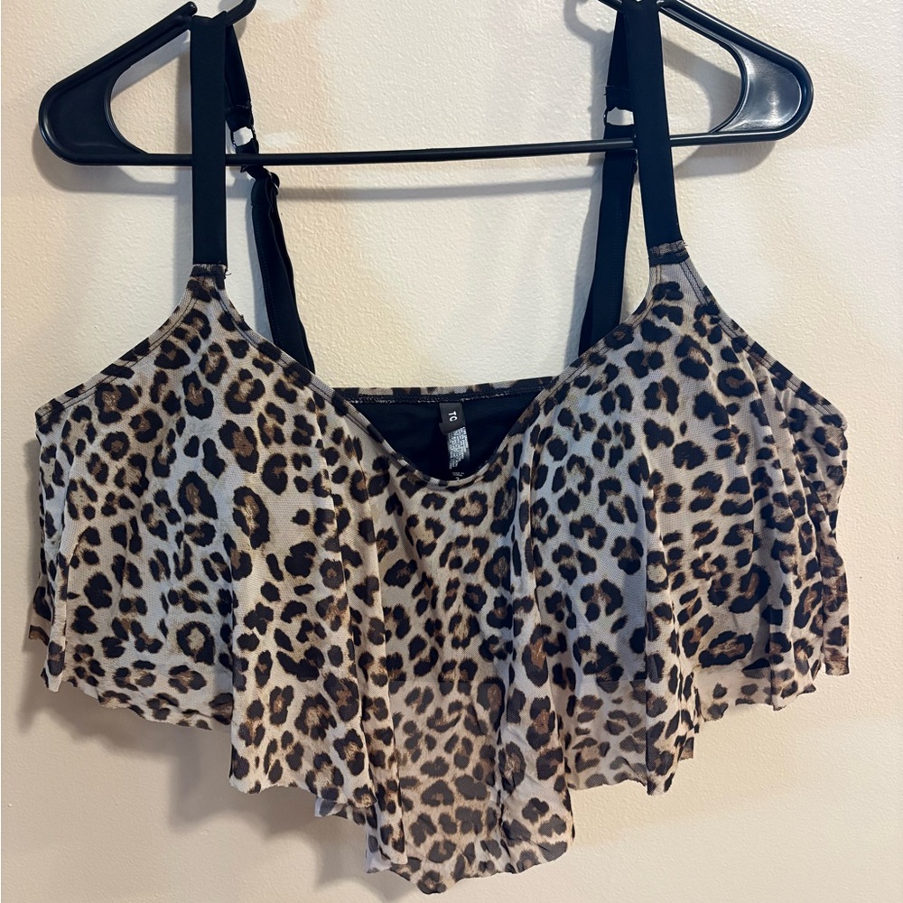 Torrid Leopard Print flounce swim top